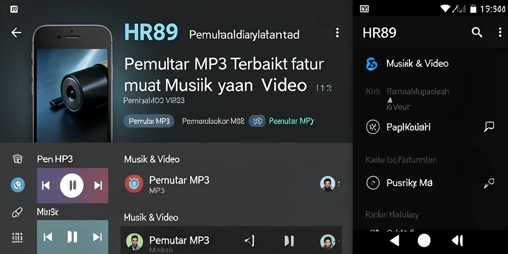 Tampilan antarmuka HR89 yang menarik untuk pemutar MP3.