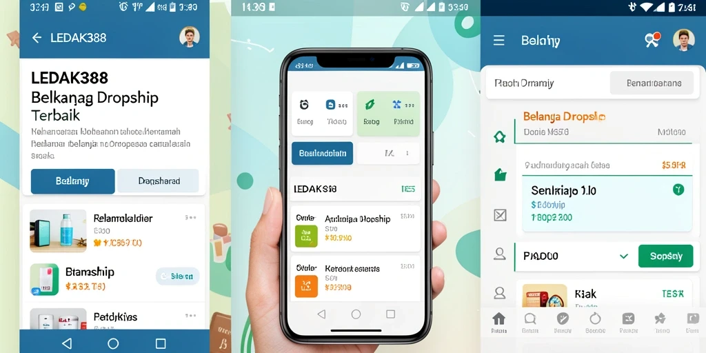 Antarmuka aplikasi LEDAK388 dengan fitur dropship yang sederhana.