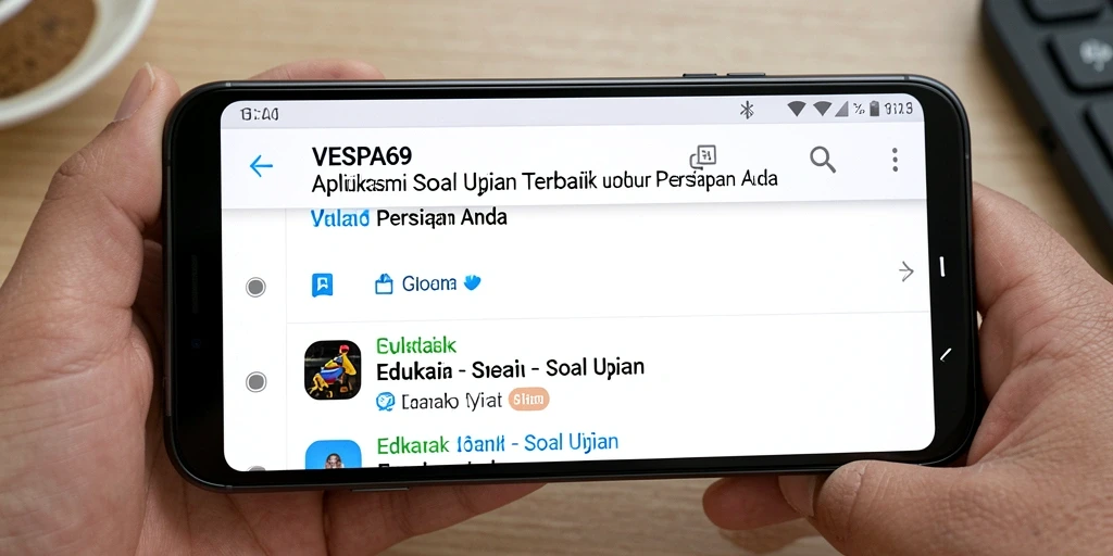 Tampilan antarmuka aplikasi Soal Ujian VESPA69 yang interaktif dan edukatif.