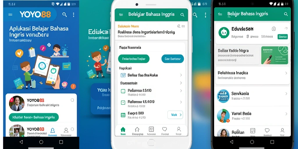 Tampilan antarmuka aplikasi YOYO88 untuk belajar bahasa Inggris.